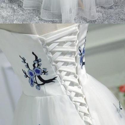 Simple Elegant Women Fashion White Embroidery Long..