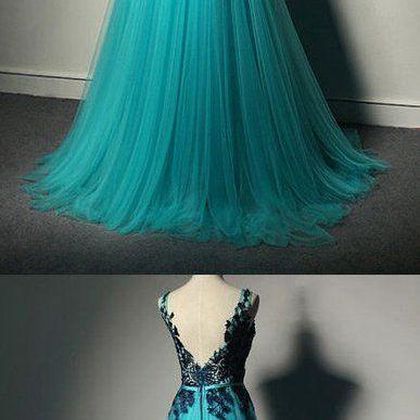 Blue Tulle Party Dress, Formal Gown,lace Black..