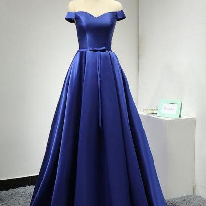 Royal Blue Prom Dress, Satin Floor Length Prom..