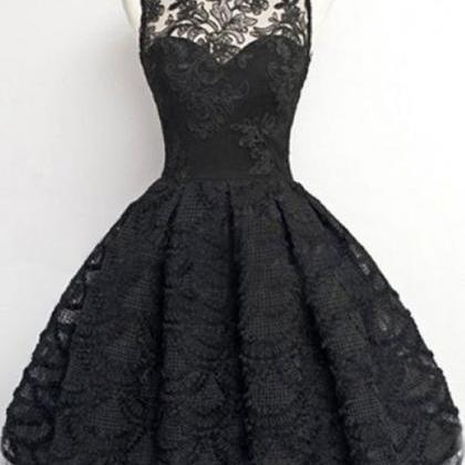 Vintage, Homecoming/prom Dress - Black Sheer Neck..