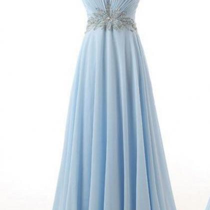 Elegant ,pale Blue Ball Gown, Sexy, Beaded Party..