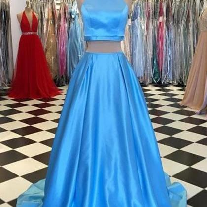 Elegant ,charming Prom Dress, Blue ,two Piece,..