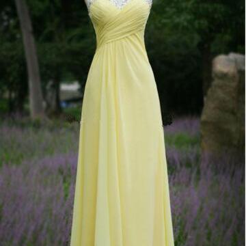 Customized Excellent ,yellow Prom Dresses, Long..