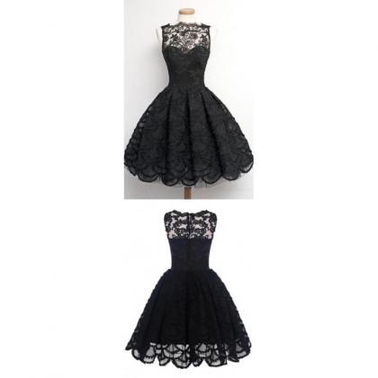 Bateau Homecoming Dresses, Black Short Prom..