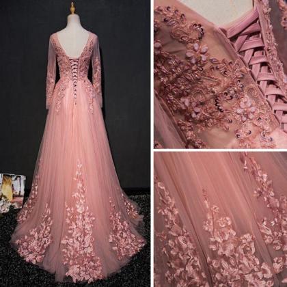 Chic A-line Scoop Floor Length ,pink Tulle..