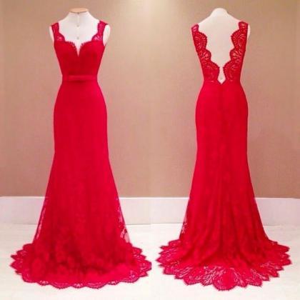 Backless Prom Dresses,red Prom Dress,backless Prom..