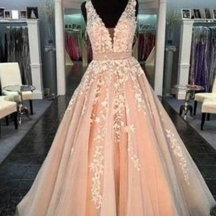 V Neckline Wedding Dress ,floor Length ,deep V..
