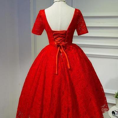 Charming Lace Red Homecoming Dress, Vintage Style..