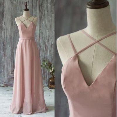 Pink Prom Dress,long Prom Dresses,sexy Backless..