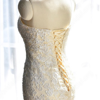 Strapless Sweetheart Lace Appliqués Tulle Mermaid..