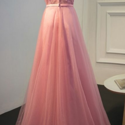 Simple Pink Prom Dress V Neck Party Dress, A-line..