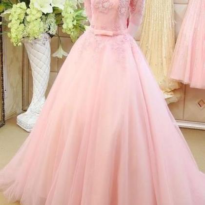 Stunning A-line Prom Dress Pink Prom Gowns Long..