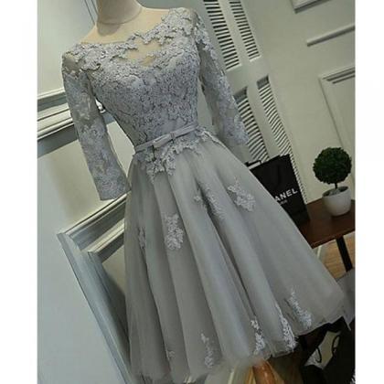Half Sleeve Silver Tulle With Lace Appliqued Short..