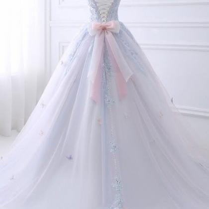 Dark blue lace tulle long ball for teens Prom Dresses Y5852