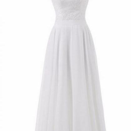 Simple Chiffon And Lace White Halter Elegant..