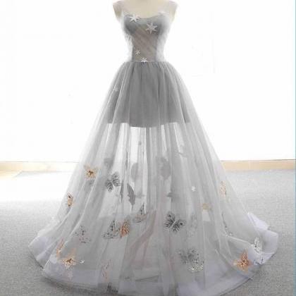 Cute Tulle Lace Prom Dress, Long Evening..