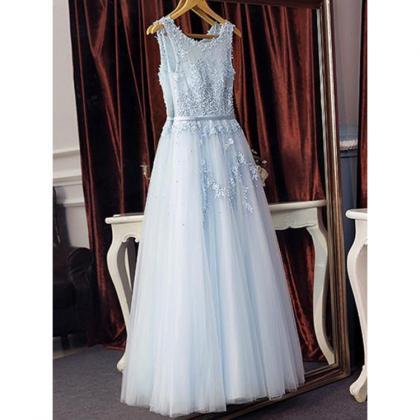 Blue Prom Dresses , Long Prom Dresses, A-line Prom..