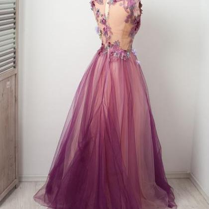 Lavande Fondant Purple Floral Dress Prom Wedding..