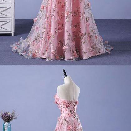 Pink Prom Dresses ,a-line Strapless Evening Dress,..