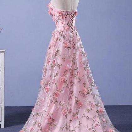 Pink Prom Dresses ,a-line Strapless Evening Dress,..