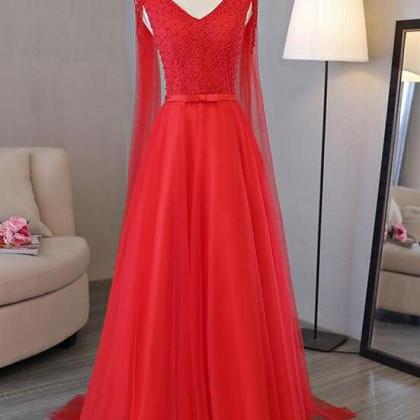 Attractive Tulle Prom Gowns,v-neck Neckline Party..