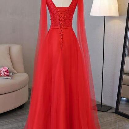 Attractive Tulle Prom Gowns,v-neck Neckline Party..
