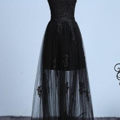 The Sexy Black Lace Prom Gowns ,long Wedding..