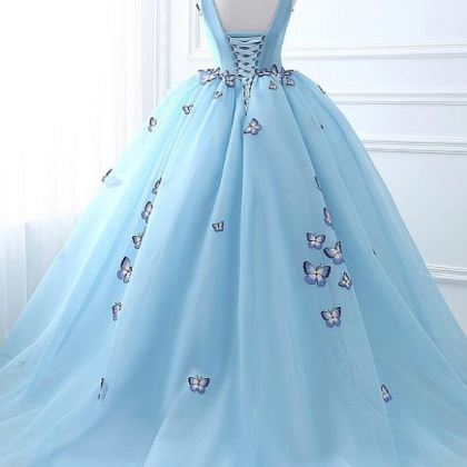 Fashion Tulle V-neck Neckline Ball Gown Prom..