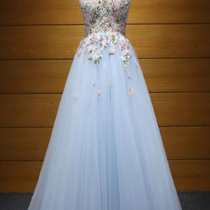 Exquisite Ball-gown V-neck Floor-length Tulle Prom..