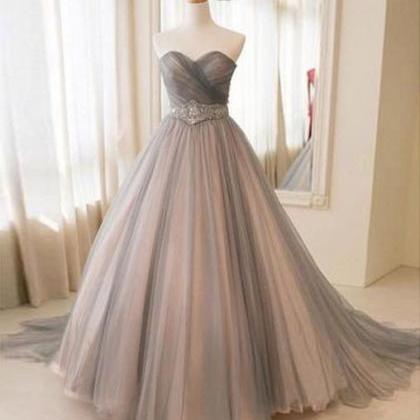 Sweetheart Tulle Long Prom Gown, Tulle Wedding..