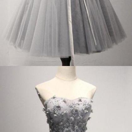 Light Gray Homecoming Dress Sweetheart Hand-made..