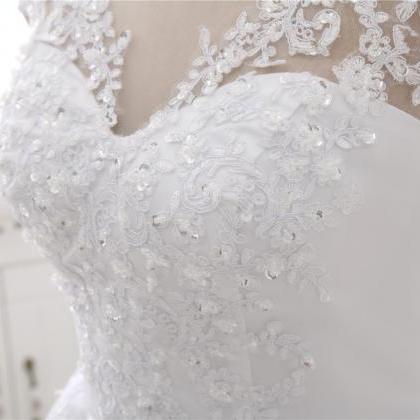 A-line 3d Flower Applique Wedding Dress ,scoop..