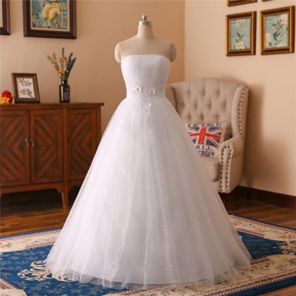 A-line 3d Flower Lace Applique Wedding Dress ,sexy..