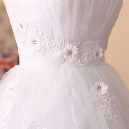 A-line 3d Flower Lace Applique Wedding Dress ,sexy..