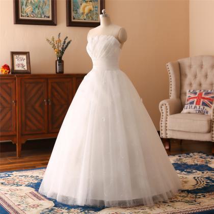 A-line Lace Beadings Pleated Applique Wedding..