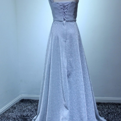 Sparkly Long Silver Formal Prom Dress ,one..