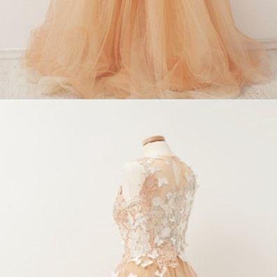 Charming A-line Appliques Prom Dress,long Prom..