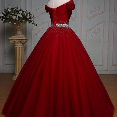 Off Shoulder ,red Prom Dress,ball Gown , Prom..