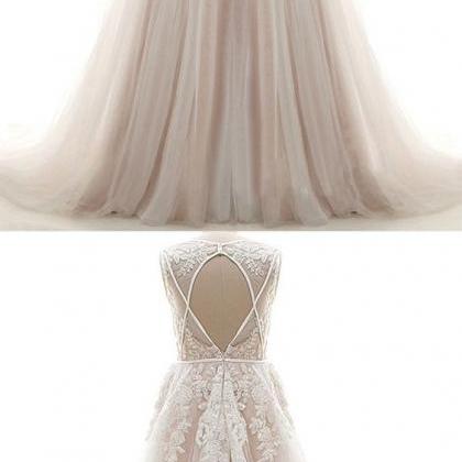 Fashion Simple Wedding Dresses , Sleeveless Modest..