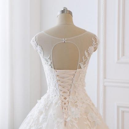 Romantic A-line Royal Wedding Dresses White Bridal..