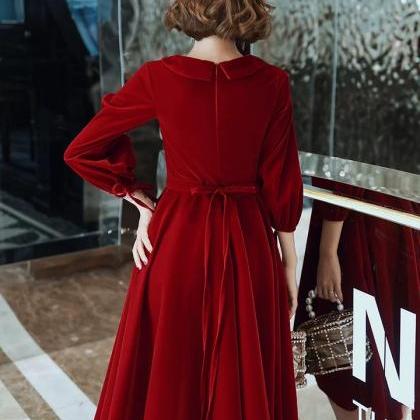Long Sleeve Prom Dress Red Party Dress Girl..
