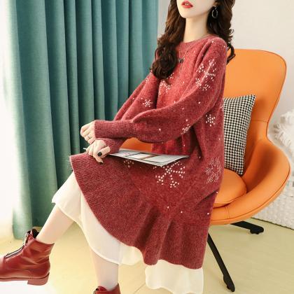 Fashion Mesh Knit Dress ,autumn/winter Korean..