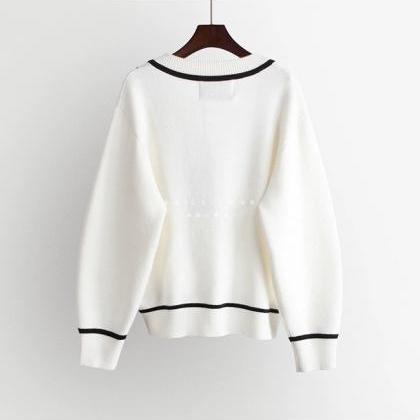 A Loose V-neck Pullover For Women , A Long Sweater..