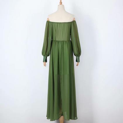 Long Sleeve Prom Dress ,green Party Dress ,off..