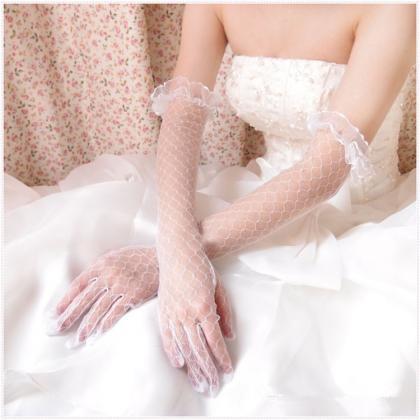 Bride's Wedding Gloves, With Long..