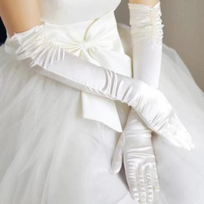 Wedding Gloves, Bridal Gloves, Double Beaded..