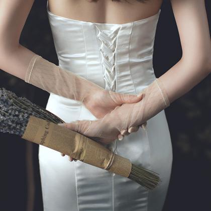 Wedding Wedding Dress Gloves,38cm Long Star Thin..