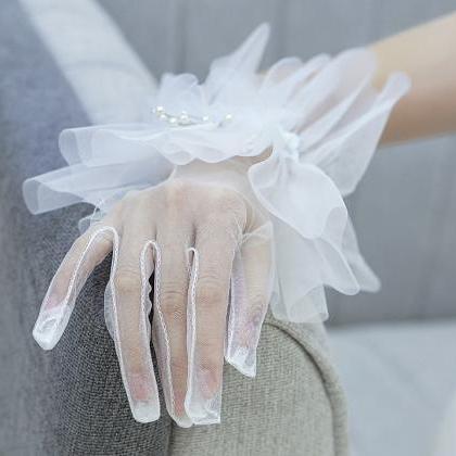 Bride Gloves Lace, Wedding Red And White Long And..