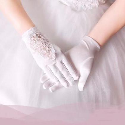 Short lace 2024 wedding gloves