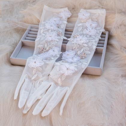 Bridal Gloves, Long Lace Lace All Refers To..